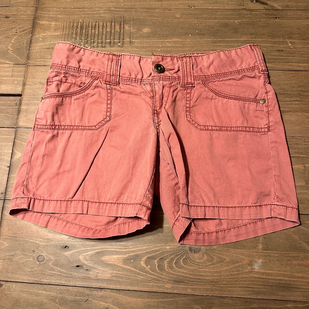 Mudd 00s Y2K Preppy Red Cranberry 100% Cotton Low Rise Summer Shorts Women 1